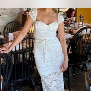 Angel Biba Ivory Lace Cap Sleeve Dress